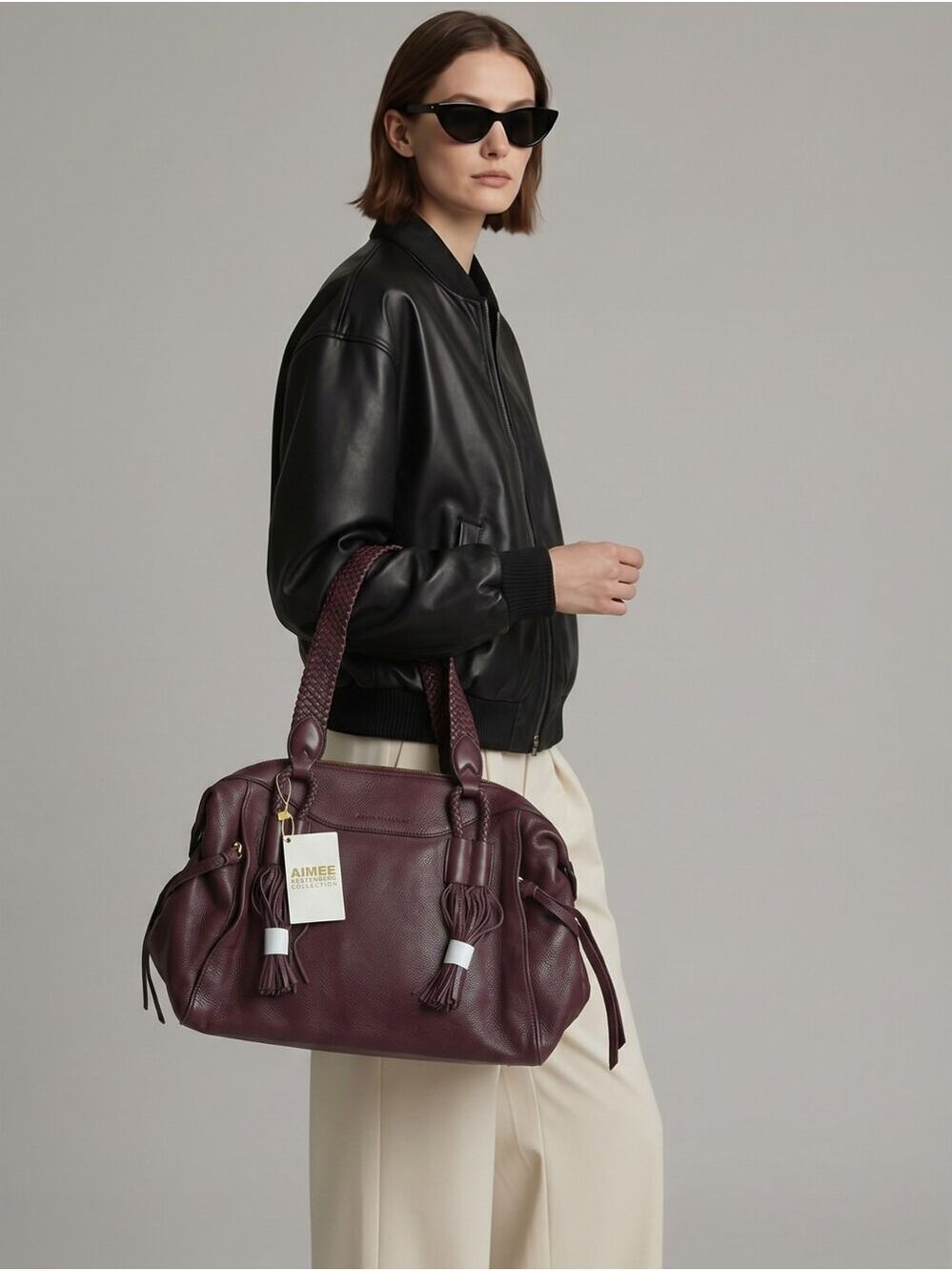 Aimee Kestenberg Genuine Leather Satchel - Cori Mahogany
